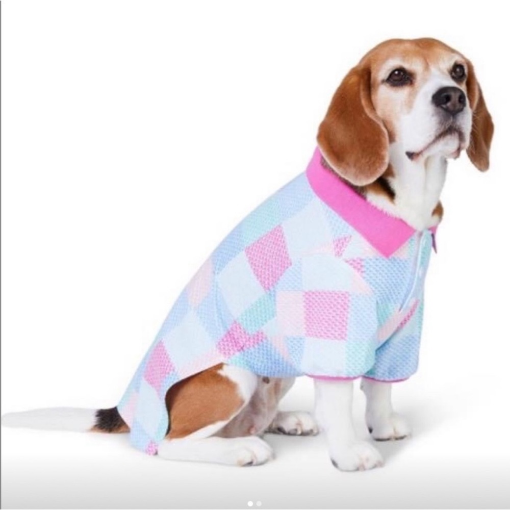 Vineyard Vines Patchwork Whale Pet Polo – Pink/Blue Size Small